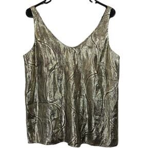 J. Crew Women's Cate Cam Gold Metallic Paisley Sleeveless Silk Size 10 Glam